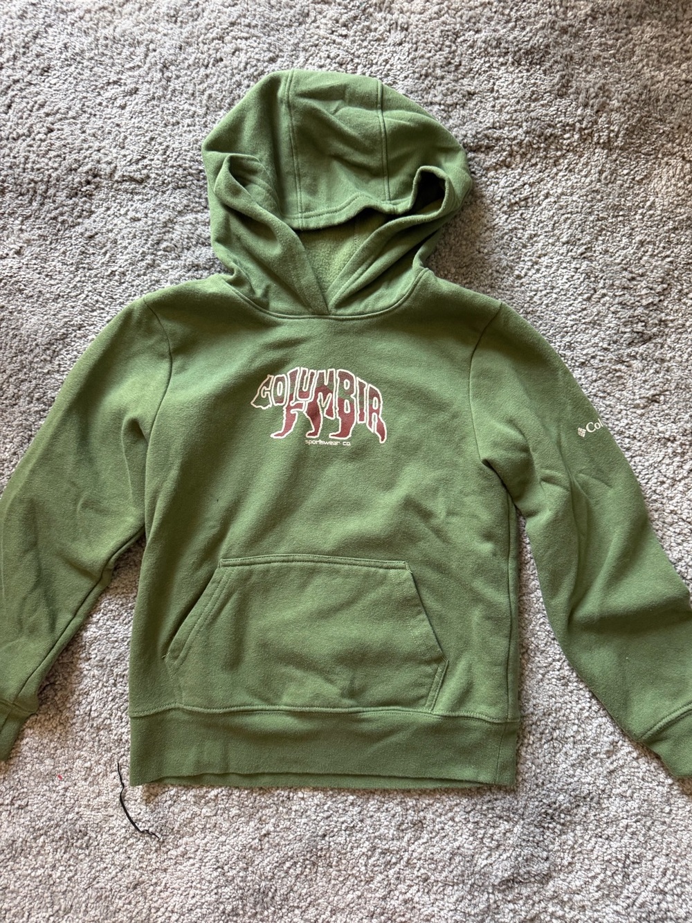 Columbia Kids Green Hooded Fleece Sweatshirt with Logo